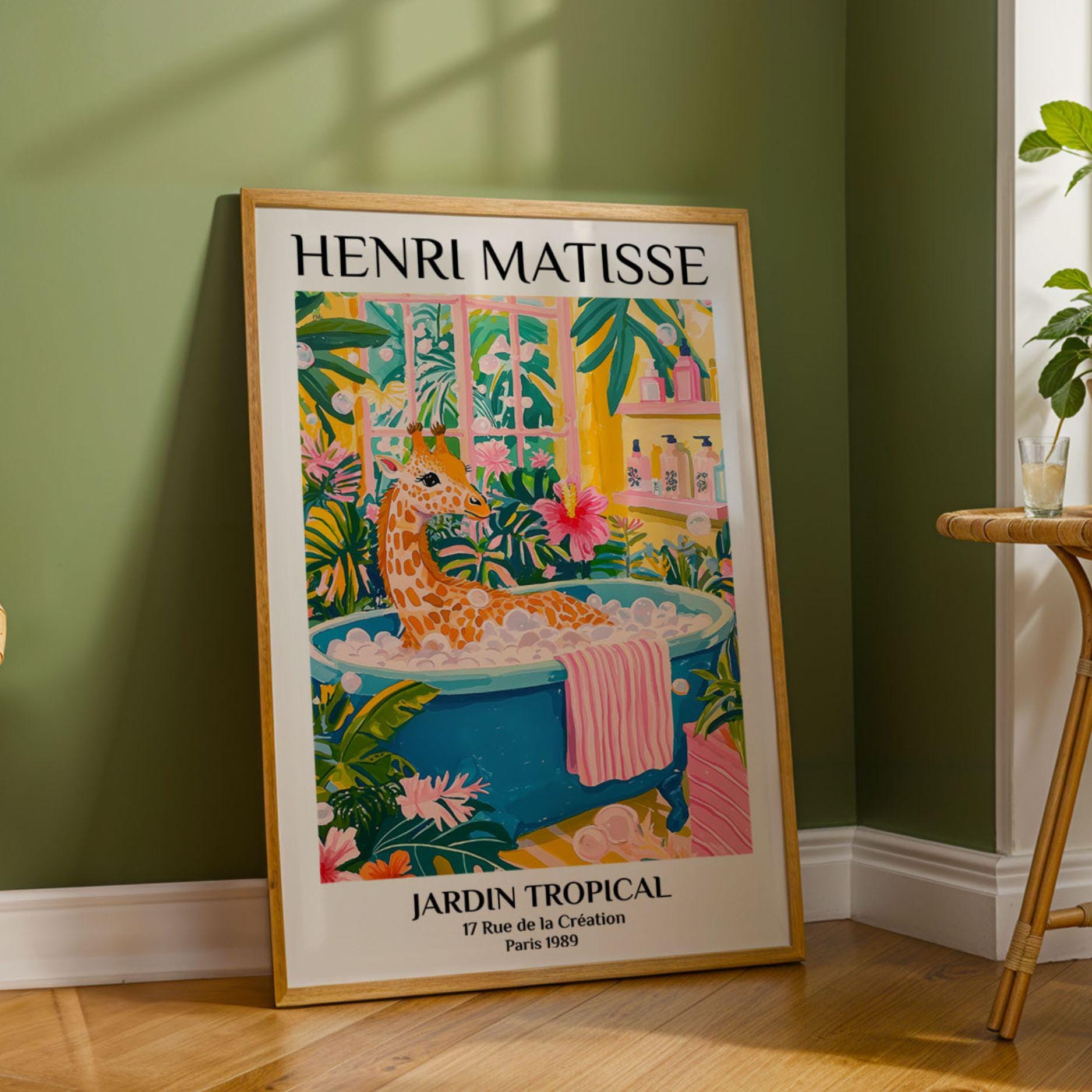 Giraffe Bathroom Art Print Henri Matisse Style Funny Animal Poster ...