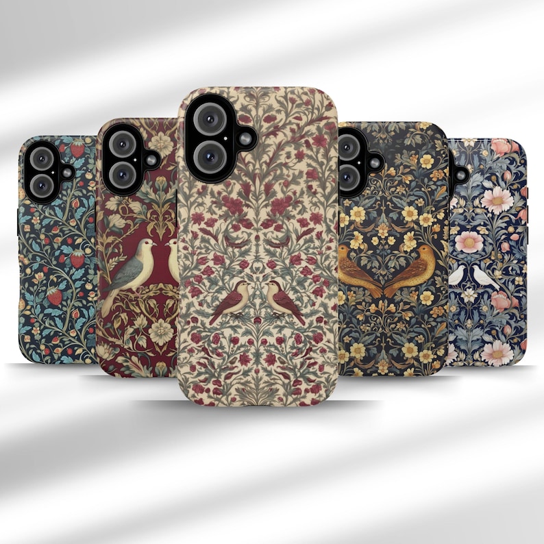 William Morris Phone Case Samsung S24 S23 Cover Art Print iPhone 16 Pro Max, 15 Plus, 14, 13, 12, XS & Samsung S24, S23, A55, Pixel 9 Pro, 8