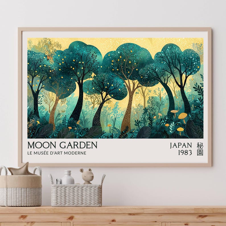 Yayoi Kusama Moon Garden Abstract Forest Wall Art Poster Japanese Style ...