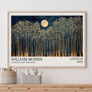 William Morris Night Forest Gold Wall Art Arts and Crafts Print Secret Wood Landscape Print Vintage Gold Nature Living Room Wall Art Poster