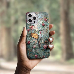 Custom Artistic Hummingbird Phone Case Perfect Gift For Bird Lovers iPhone 16 15 14 13 12 11 Pro Max 8 Plus X, Samsung Galaxy S23 S22 Ultra