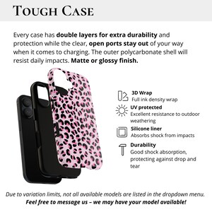 Pink Leopard Aesthetic Phone Case Trendy Y2K Cute Pattern iPhone 16 15 14 13 12 11 Pro Max Samsung S24 Pixel 9 MagSafe Tough Phone Cover