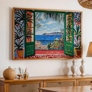 Henri Matisse Poster Colorful Wall Art Matisse Style Print French Riviera Balcony View Modern Horizontal Art Print Matisse Wall Art Poster