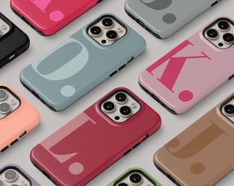 Personalized Initial Phone Case Custom Name iPhone 17 16 15 14 Pro Max Samsung S25 S24 Ultra Pixel 9 MagSafe Tough Cover Gift for Her