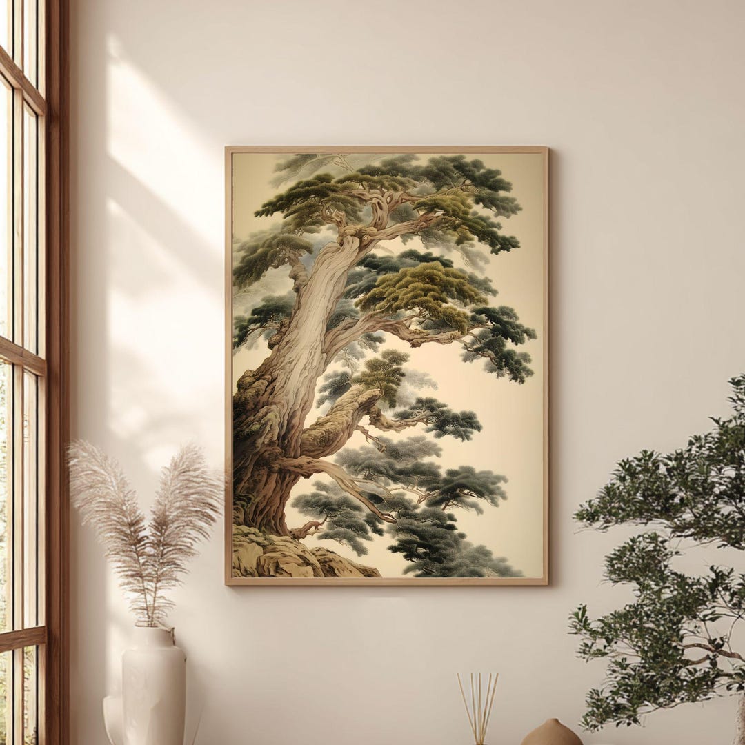 Japanese Pine Tree Wall Art Poster Zen Nature Poster Japandi Minimal ...