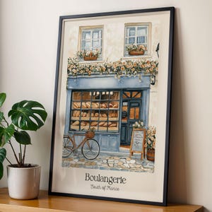 Boulangerie French Bakery Digital Art Paris Café Vintage Kitchen Decor Provence Bread Shop Illustration Travel Lover Gift Printable File