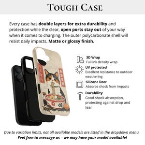 Vintage Ramen Cat Phone Case Japanese Food Art Retro Aesthetic iPhone 16 15 14 Pro Max Samsung S24 Pixel 9 MagSafe Tough Phone Cover