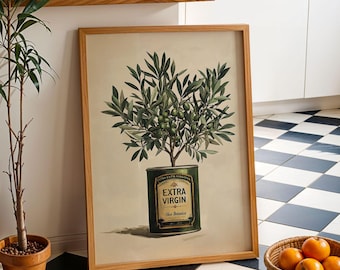 Olive Tree Kitchen Wall Art Extra Virgin Olive Oil Digital Rustic Greenery Dining Room Print Country Kitchen Oil Painting Printable Download