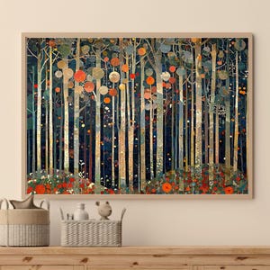 William Morris Inspired Rustic Autumn Wall Art Poster Autumn Forest Wall Art Vintage Botanical Art Print Elegant Seasonal Wall Art Poster
