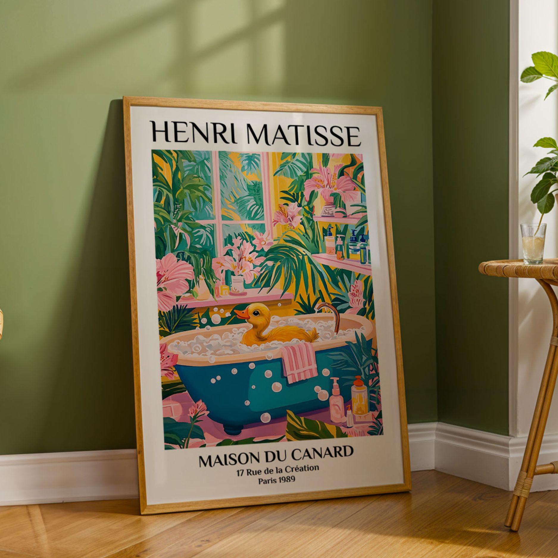 Duck Bathroom Art Print Henri Matisse Style Funny Animal Poster ...