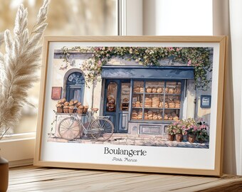 Horizontale Bäckerei Wand Kunst Poster Boulangerie Französisches Poster Paris Küche Dekor Brot Laden Druck Vintage Café Paris Liebe Geschenk Poster Prints