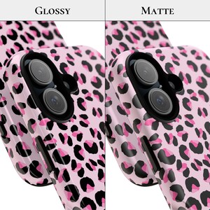 Pink Leopard Aesthetic Phone Case Trendy Y2K Cute Pattern iPhone 16 15 14 13 12 11 Pro Max Samsung S24 Pixel 9 MagSafe Tough Phone Cover
