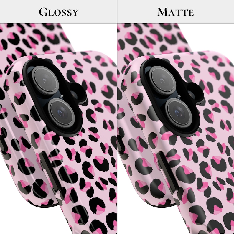 Pink Leopard Aesthetic Phone Case Trendy Y2K Cute Pattern iPhone 16 15 14 13 12 11 Pro Max Samsung S24 Pixel 9 MagSafe Tough Phone Cover