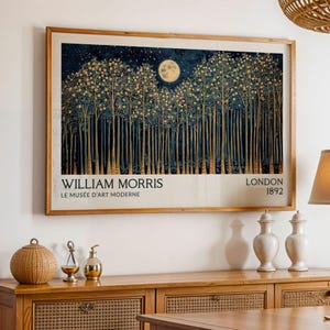 William Morris Night Forest Gold Wall Art Arts and Crafts Print Secret Wood Landscape Print Vintage Gold Nature Living Room Wall Art Poster