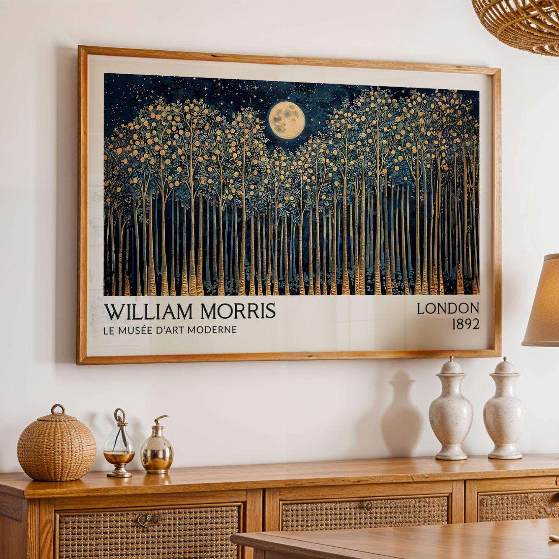 William Morris Night Forest Gold Wall Art Arts and Crafts Print Secret Wood Landscape Print Vintage Gold Nature Living Room Wall Art Poster