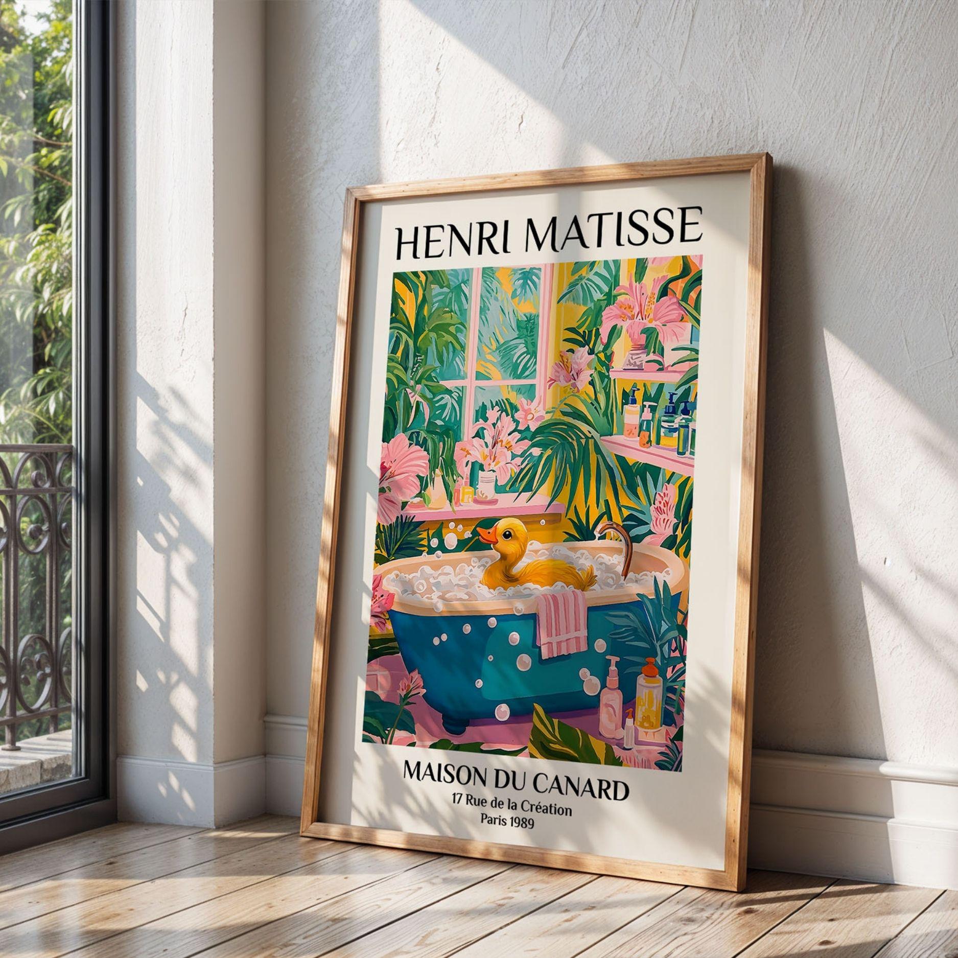 Duck Bathroom Art Print Henri Matisse Style Funny Animal Poster ...