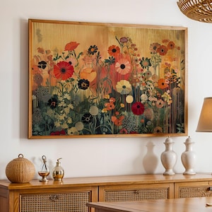 Gustav Klimt Wildblumen Kunstdruck Poster Botanische Gold Hintergrund Blumen Wand Kunst Vintage Blumenwiese Klimt Galerie Natur Wand Kunst Druck
