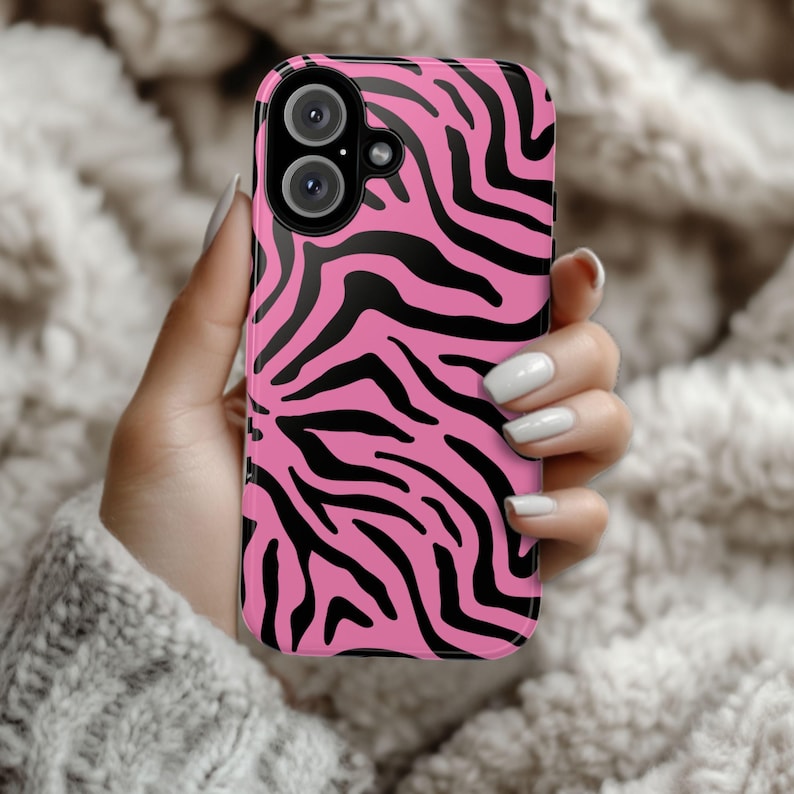 Pink Leopard Aesthetic Phone Case Trendy Y2K Cute Pattern iPhone 16 15 14 13 12 11 Pro Max Samsung S24 Pixel 9 MagSafe Tough Phone Cover