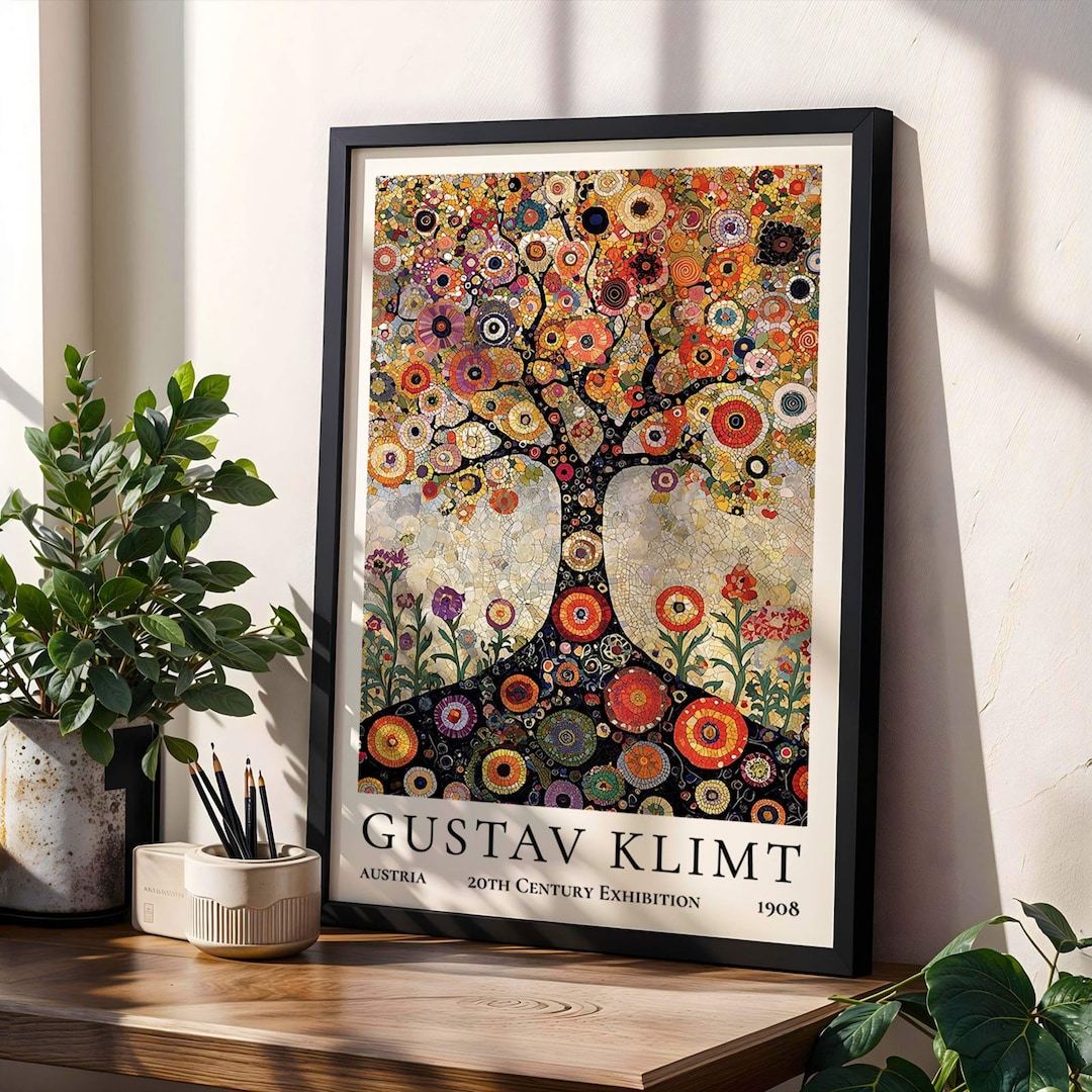 Gustav Klimt Tree of Life Poster Golden Floral Wall Art Decorative ...