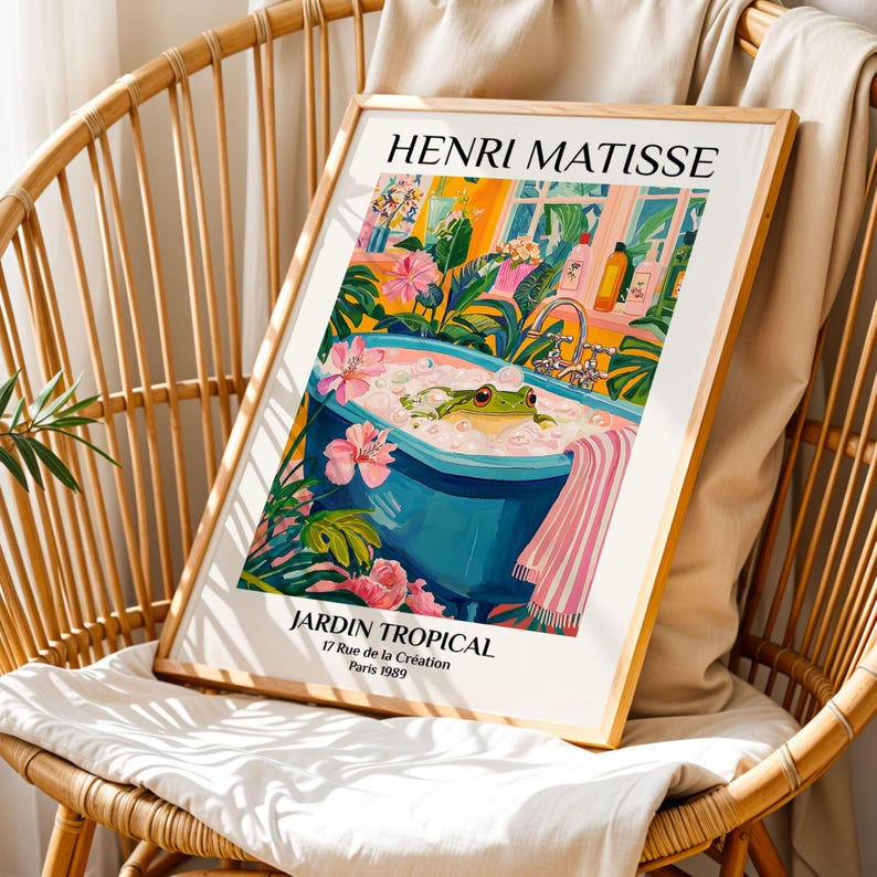 Frog Bathroom Art Print Henri Matisse Style Funny Animal Poster ...