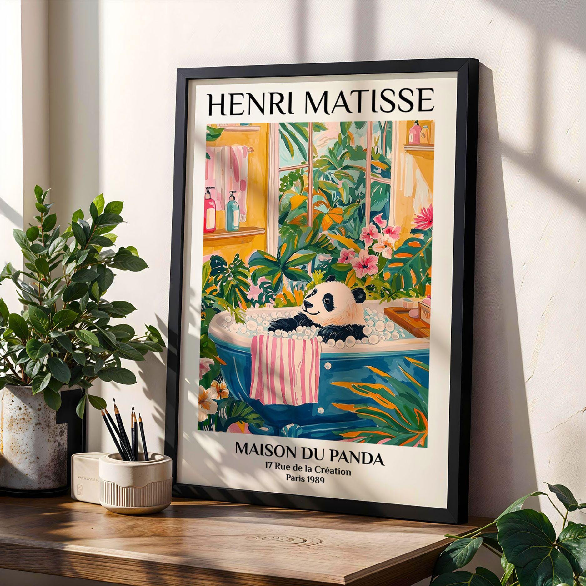 Panda Bathroom Art Print Henri Matisse Style Funny Animal Poster ...