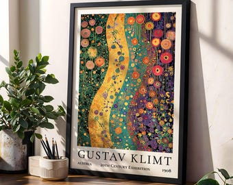 Gustav Klimt Tree of Life Poster Decorative Floral Wall Art Gold