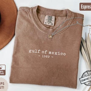 Comfort Colors® Golf von Mexiko-Shirt Küstenzustand-T-Stück für Texas Florida Alabama Mississippi Vaterländische Strand-Grafik-T-Shirt