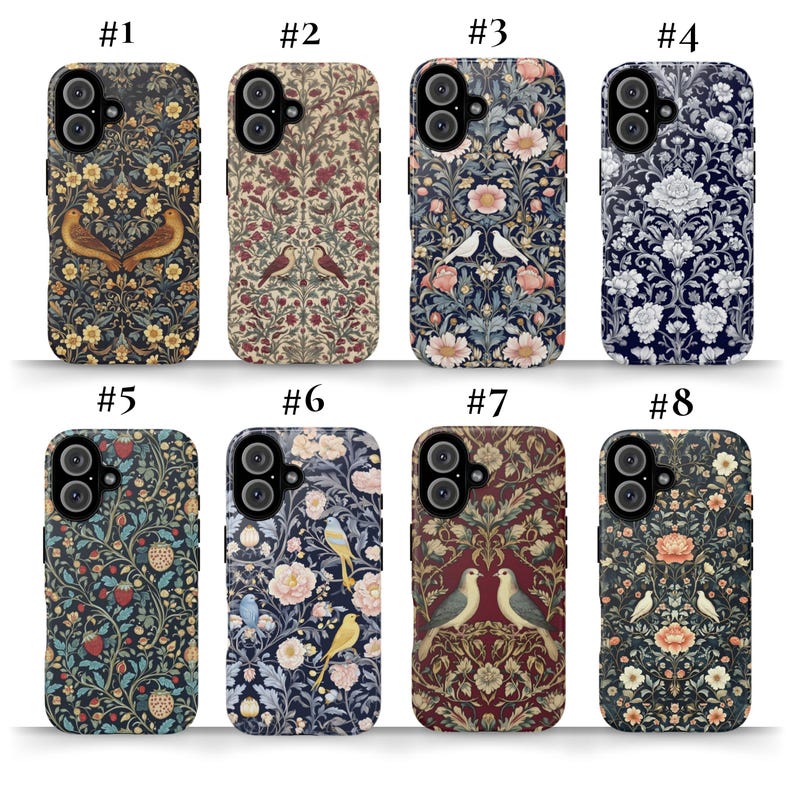 William Morris Phone Case Samsung S24 S23 Cover Art Print iPhone 16 Pro Max, 15 Plus, 14, 13, 12, XS & Samsung S24, S23, A55, Pixel 9 Pro, 8