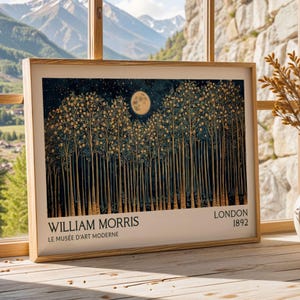 William Morris Night Forest Gold Wall Art Arts and Crafts Print Secret Wood Landscape Print Vintage Gold Nature Living Room Wall Art Poster