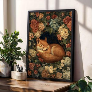 William Morris Eichhörnchen Kunstdruck Waldtier Wandkunst Vintage Blumen Poster Gemütliches Schlafzimmer Dekor Herbstwald Wand Kunst Poster Geschenk