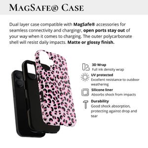 Pink Leopard Aesthetic Phone Case Trendy Y2K Cute Pattern iPhone 16 15 14 13 12 11 Pro Max Samsung S24 Pixel 9 MagSafe Tough Phone Cover