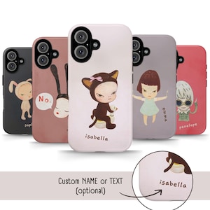 Personalisierte Yoshitello Nara Handyhülle für iPhone 16 Pro Max, 15 Plus, 14, 13, 12, XS & Samsung S24, S23, A55, Pixel 9 Pro, 8