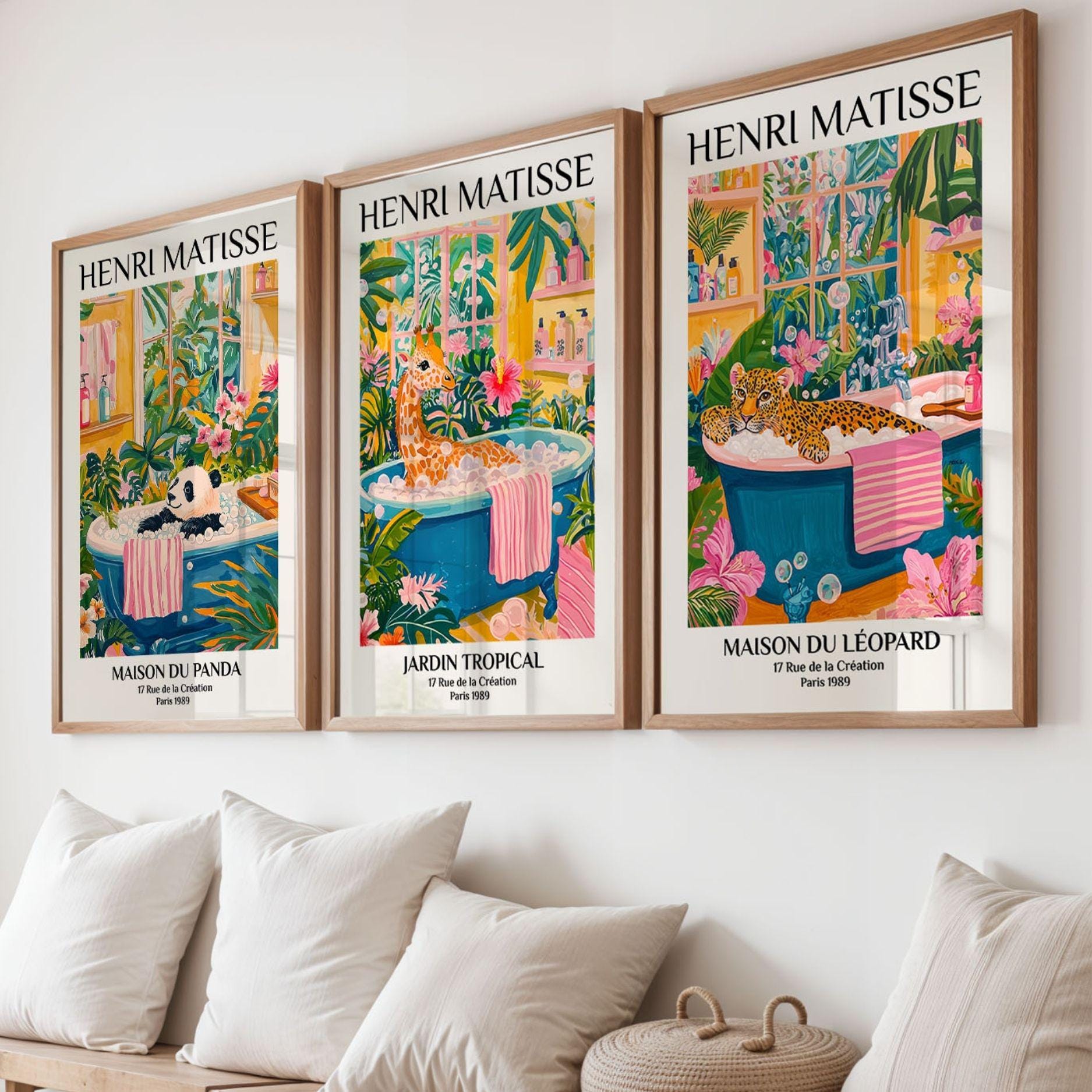 Giraffe Bathroom Art Print Henri Matisse Style Funny Animal Poster ...