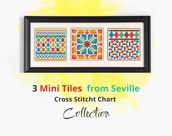 3 Mini Cross Stitch Pattern Collection, Travel Cross Stitch, Handmade Gift, Mini cross stitch, mini modern, Cross stitch MINI, PDF Download