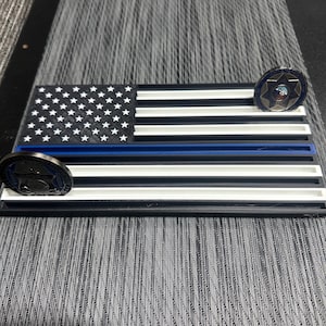 Thin Blue Line Challenge Coin Holder Display for Police Sheriff Law Enforcement Military Police *Free Gift*