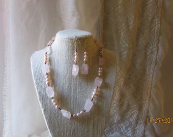 Rose Quartz Nuggets with Pink Freshwater Pearls