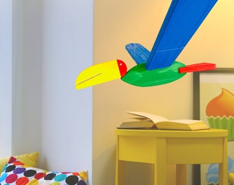 Flying Toucan Wooden Mobile – Eco-Friendly Nursery Decor