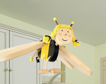 Flying Bee Baby Girl Wooden Mobile - Cuna Vivero Móvil - Decoración de vivero de abejas - Regalo de baby girl shower - Regalo de Navidad para nietos