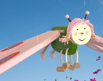Flying Pink Butterfly Nursery Mobile: Eco-Friendly Wooden Baby Decor