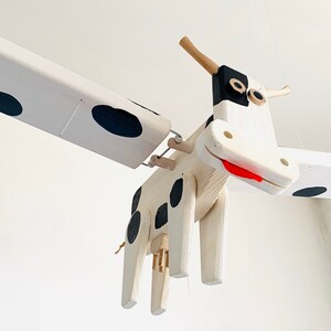 Flying Cow Nursery Mobile Gender Neutral Baby Shower Gift Keepsake Christmas Gift Baby's Room Decor image 4