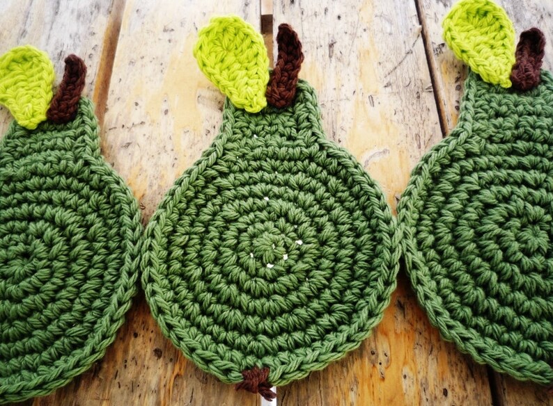 Crochet Pear Coaster Pattern Etsy