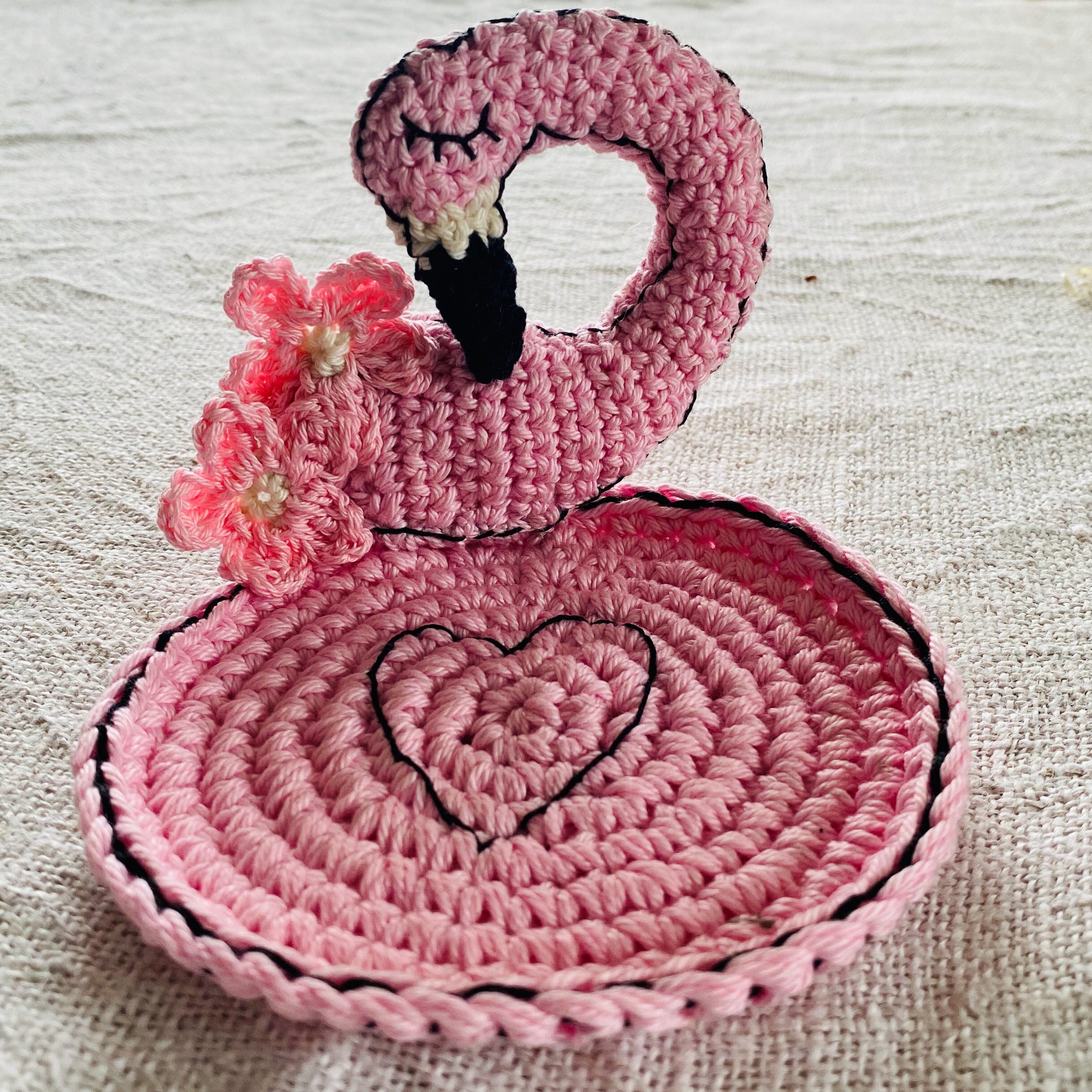 Pink Tropical Flamingo Crochet Coaster Bird Coaster Nature Etsy
