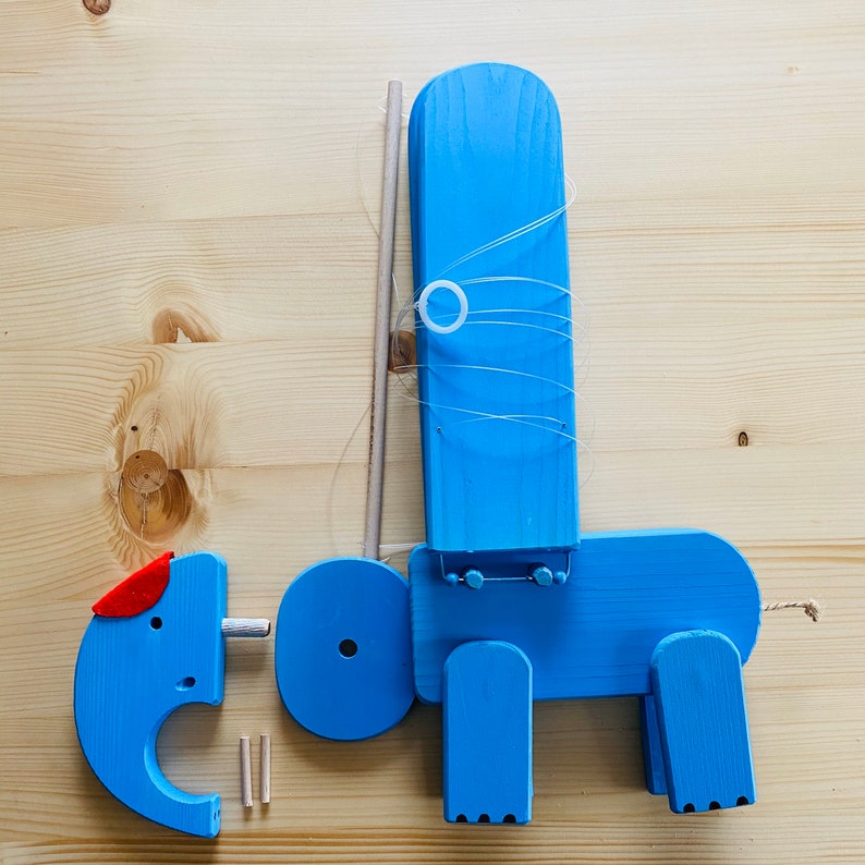 Flying Blue Elephant Wooden Mobile Toy Nursery Mobile Kids Room Decor Baby Shower Gift image 7