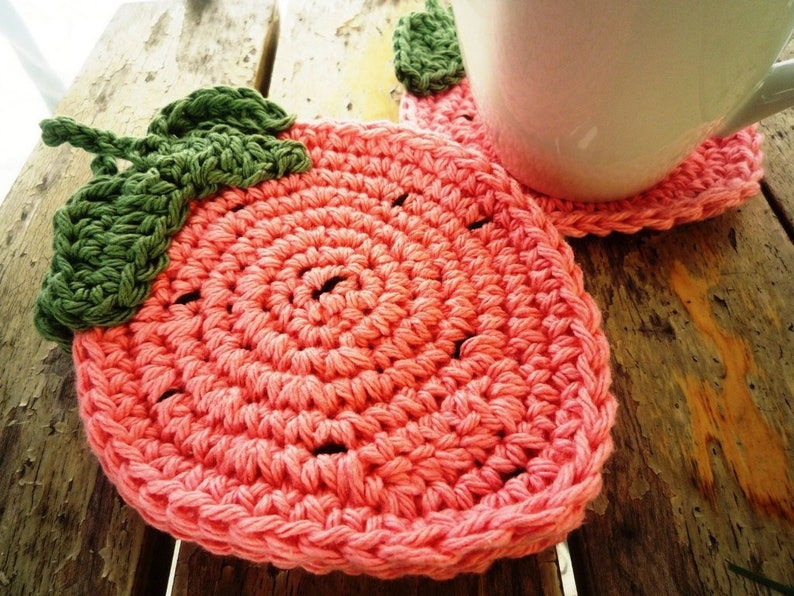 Crochet Strawberry Coaster Pattern Summer Party Decor Etsy