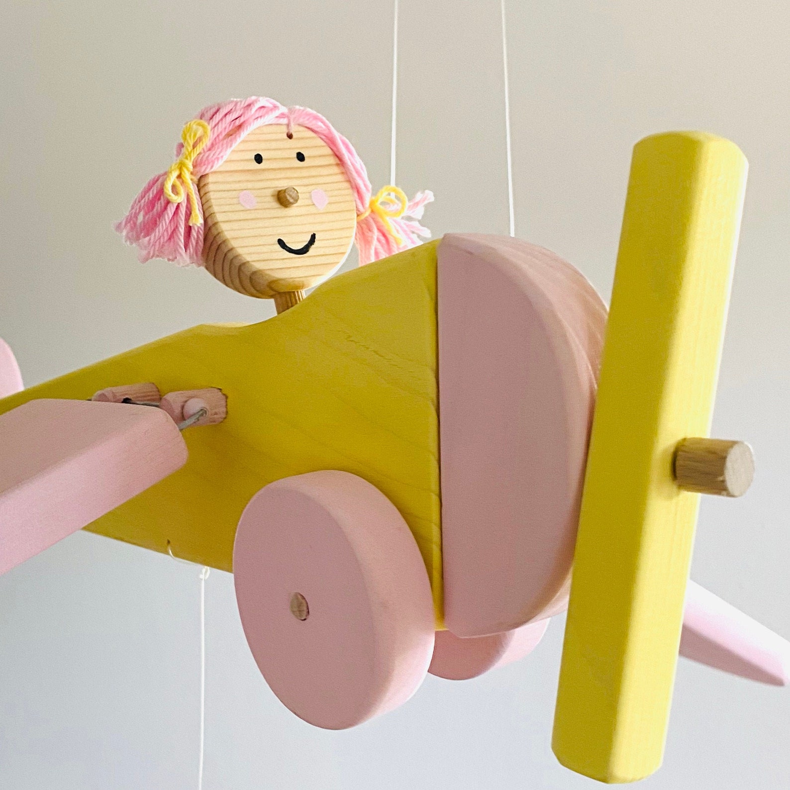 Pink Flying Airplane Nursery Mobile: Eco-friendly Wooden Toy - Etsy UK