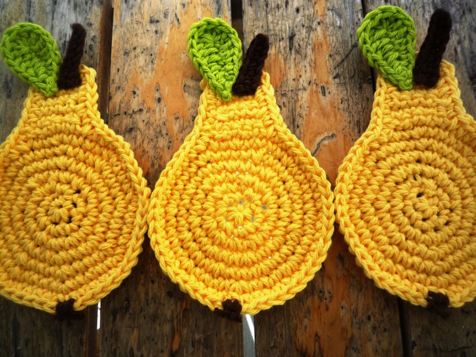 Crochet Pear Coaster Pattern Etsy