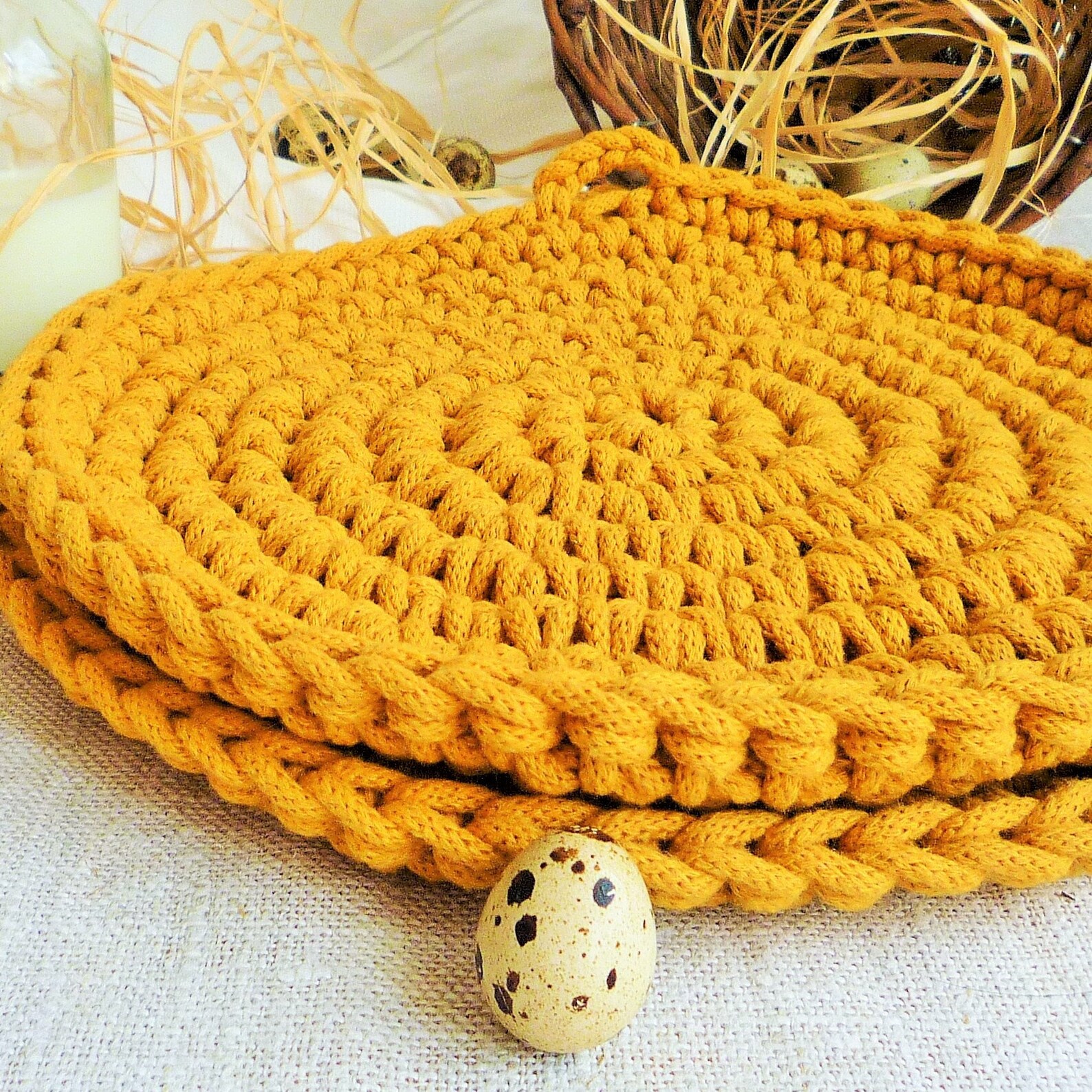 Mustard Yellow Crochet Place Mats Crochet Fall Decor Etsy