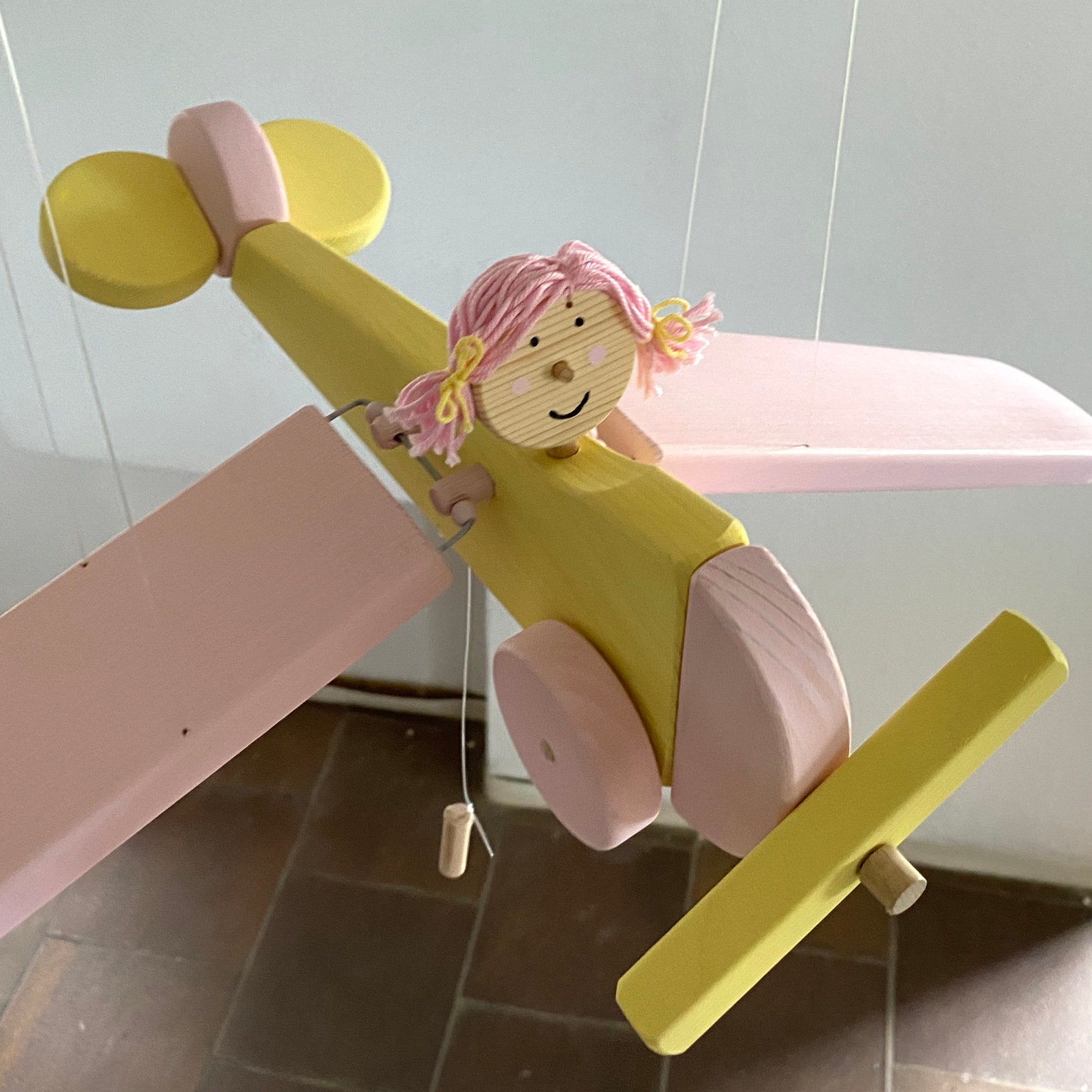 Pink Flying Airplane Nursery Mobile Eco Friendly Wooden Toy - Etsy