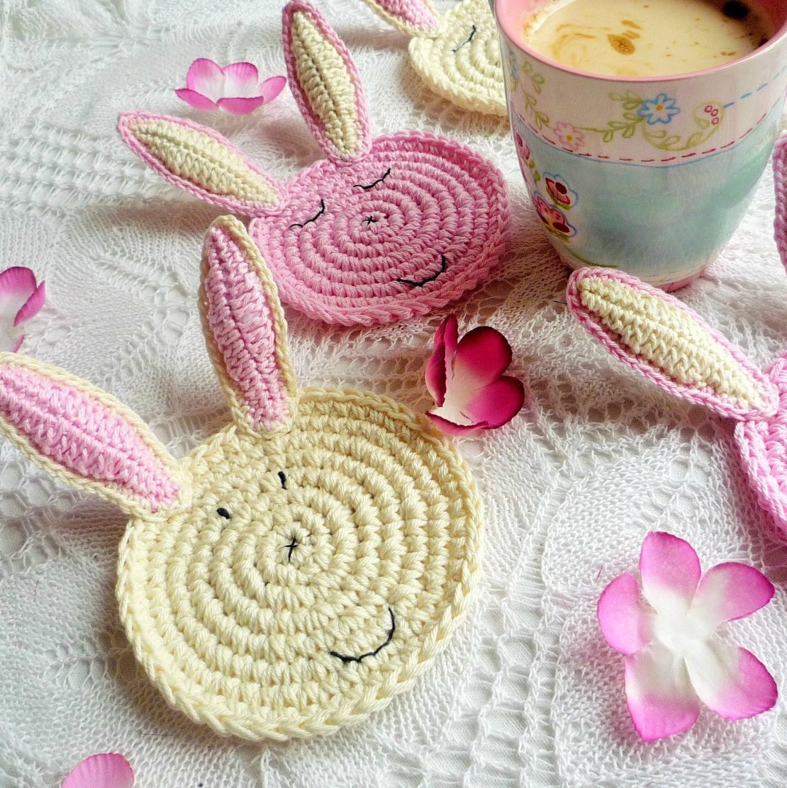 Crochet Bunny Pattern Rabbit Coaster Pattern Etsy