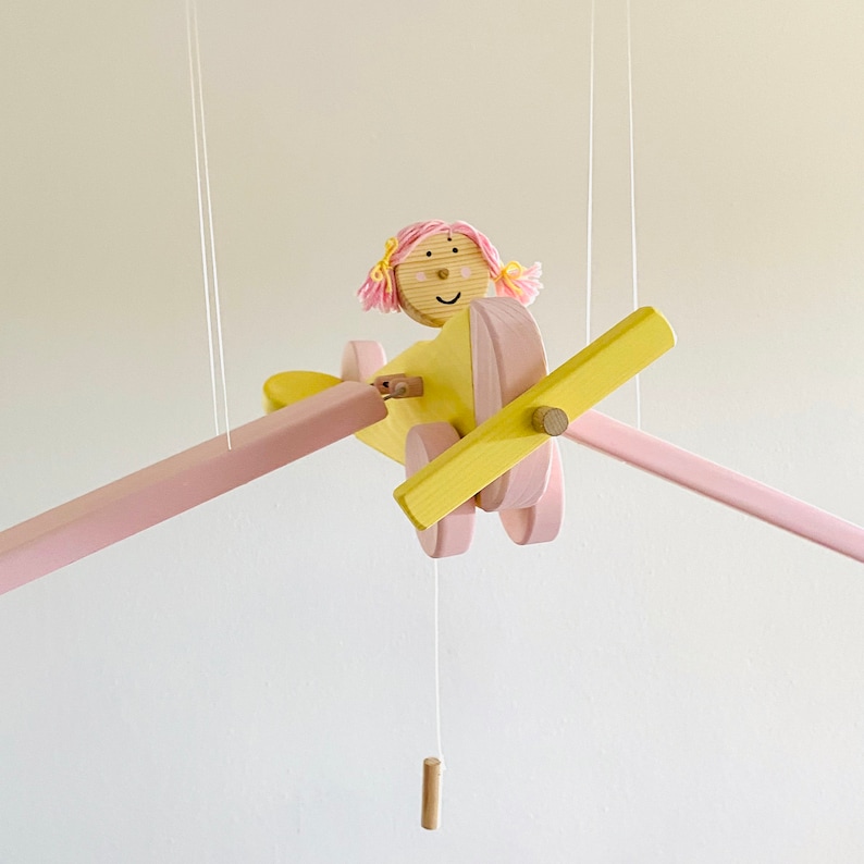 Pink Flying Airplane Nursery Mobile: Eco-friendly Wooden Toy - Etsy